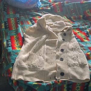 Chunky Cream Cable Knit Button Cardigan